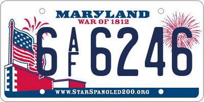 MD license plate 6AF6246