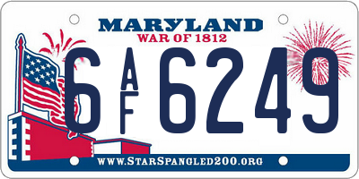 MD license plate 6AF6249