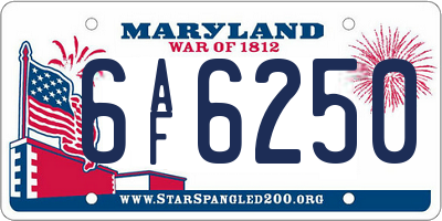 MD license plate 6AF6250