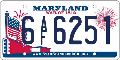 MD license plate 6AF6251