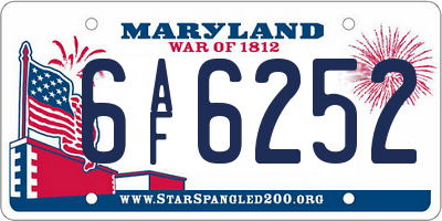 MD license plate 6AF6252