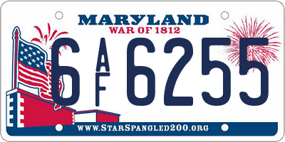 MD license plate 6AF6255