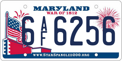 MD license plate 6AF6256