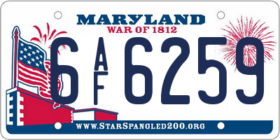MD license plate 6AF6259