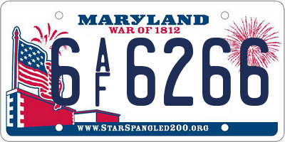 MD license plate 6AF6266