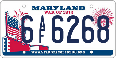 MD license plate 6AF6268