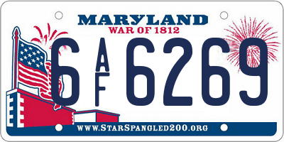 MD license plate 6AF6269