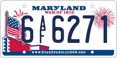 MD license plate 6AF6271