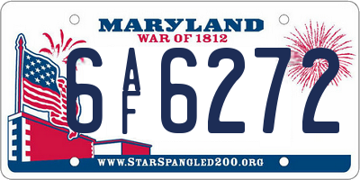 MD license plate 6AF6272