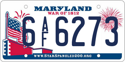 MD license plate 6AF6273