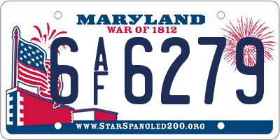 MD license plate 6AF6279