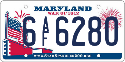 MD license plate 6AF6280