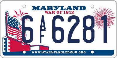 MD license plate 6AF6281