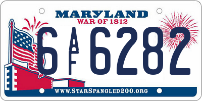MD license plate 6AF6282