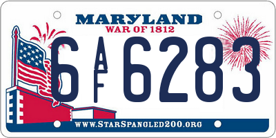 MD license plate 6AF6283