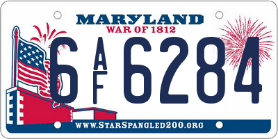 MD license plate 6AF6284