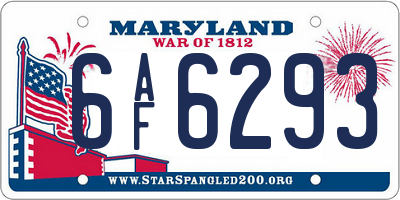 MD license plate 6AF6293