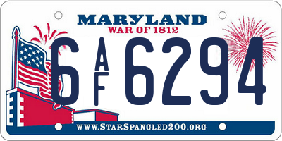 MD license plate 6AF6294