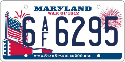 MD license plate 6AF6295