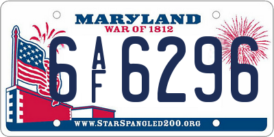 MD license plate 6AF6296