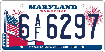 MD license plate 6AF6297