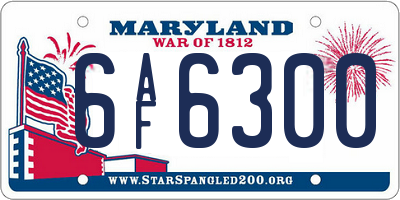 MD license plate 6AF6300
