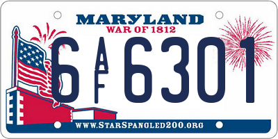 MD license plate 6AF6301