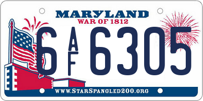 MD license plate 6AF6305