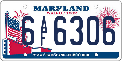 MD license plate 6AF6306