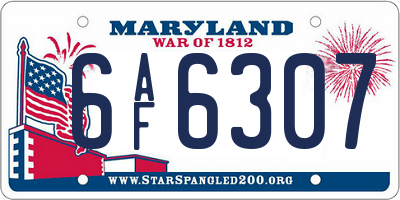 MD license plate 6AF6307