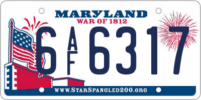 MD license plate 6AF6317