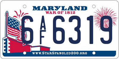 MD license plate 6AF6319