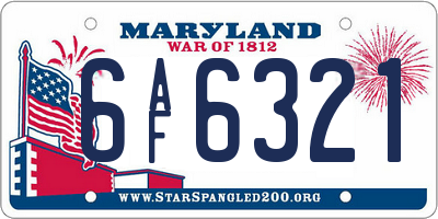MD license plate 6AF6321