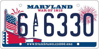 MD license plate 6AF6330