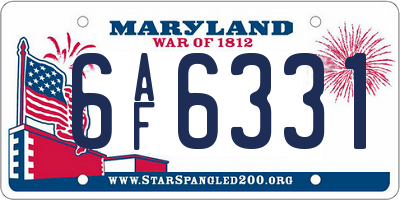 MD license plate 6AF6331