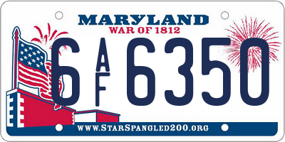 MD license plate 6AF6350