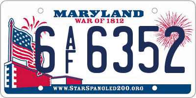 MD license plate 6AF6352