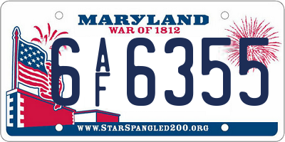MD license plate 6AF6355