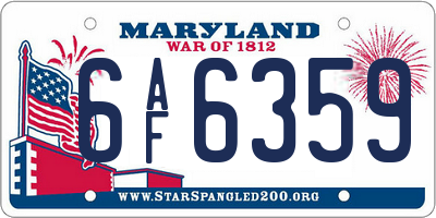 MD license plate 6AF6359