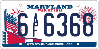MD license plate 6AF6368