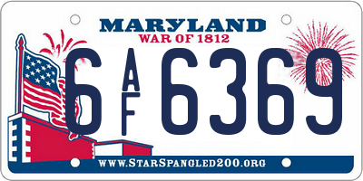 MD license plate 6AF6369