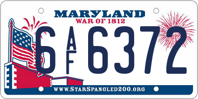 MD license plate 6AF6372