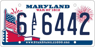 MD license plate 6AF6442