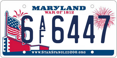 MD license plate 6AF6447
