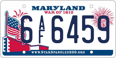 MD license plate 6AF6459