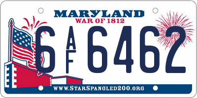 MD license plate 6AF6462