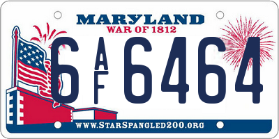 MD license plate 6AF6464