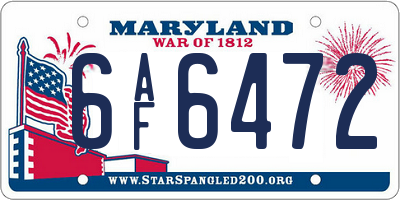 MD license plate 6AF6472