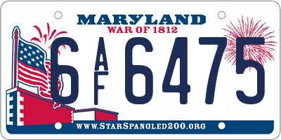 MD license plate 6AF6475