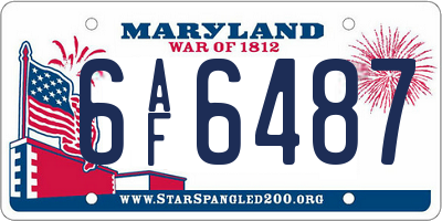 MD license plate 6AF6487
